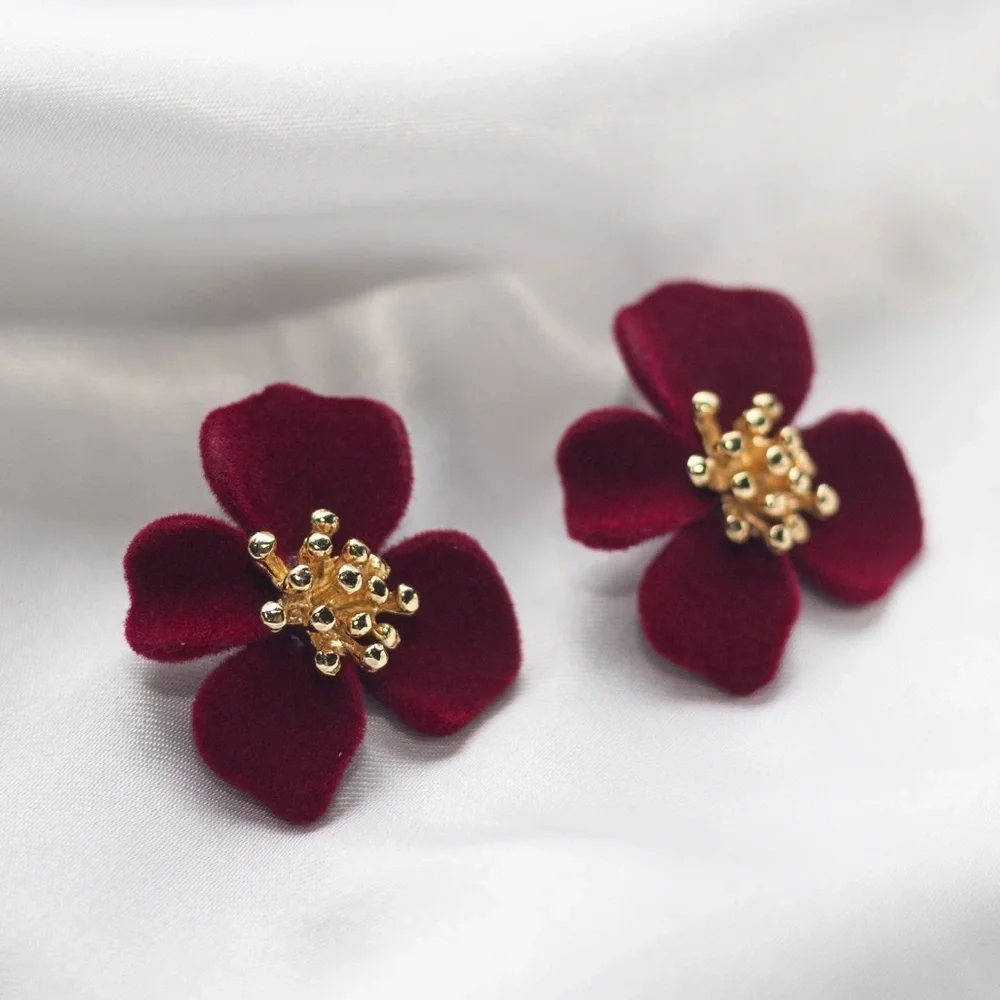 ✨Free People Claret Floral Earrings